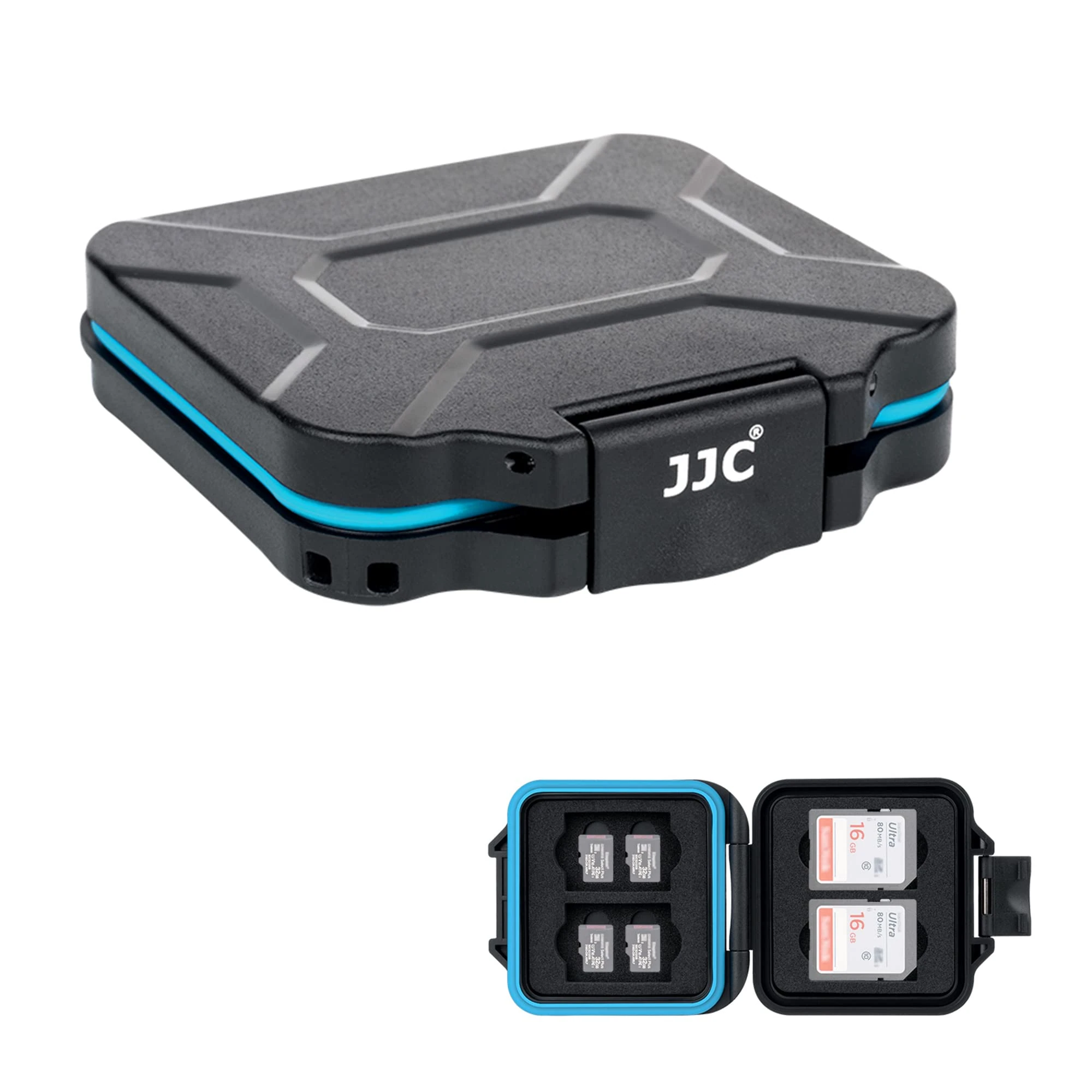 JJC Slim 12 Slots Memory Card Case for 4 SD SDXC SDHC Cards and 8 Micro SD Micro SDXC Micro SDHC TF Cards Water Resistant Shockproof Portable