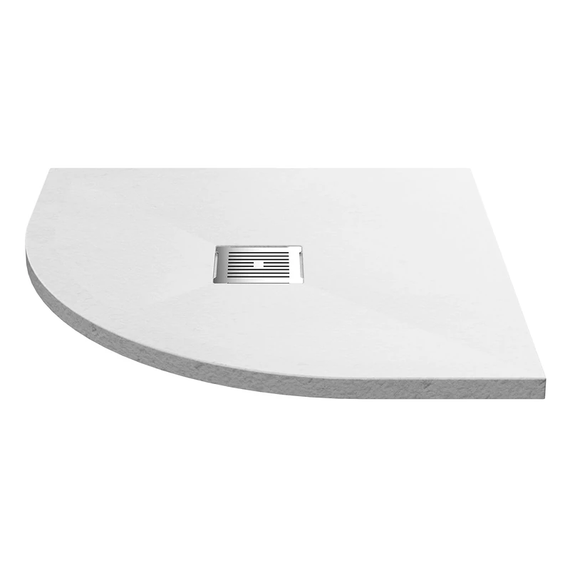 nuie NLT61105 Modern Bathroom Slimline Quadrant Shower Tray - Grill Not Included, 800mm x 800mm, Slate White