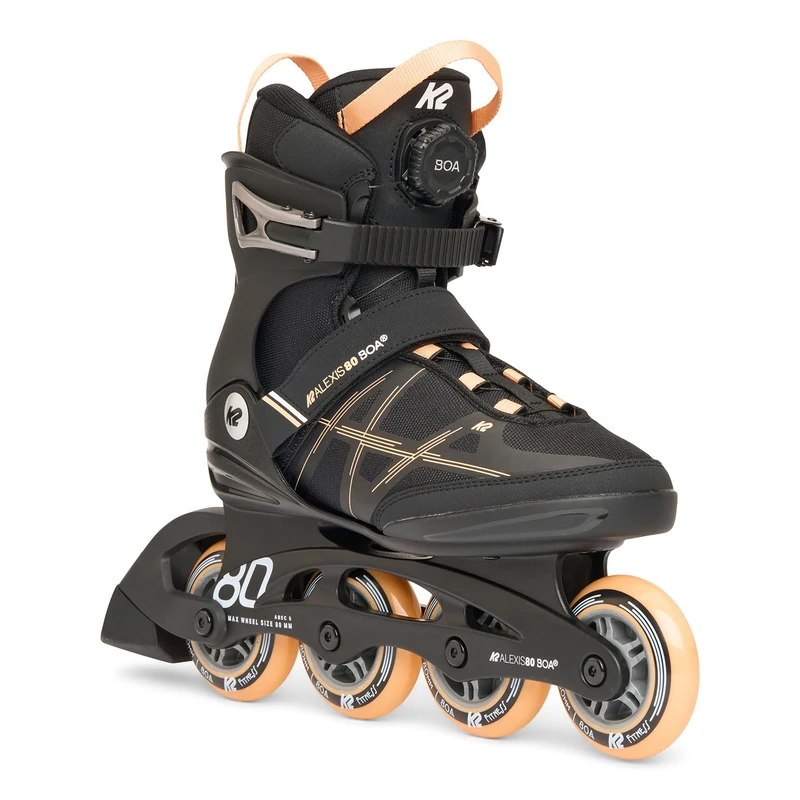 K2 Alexis 80 BOA 30H0100.1.1.065 Women's Inline Skates Black Peach - Image 1
