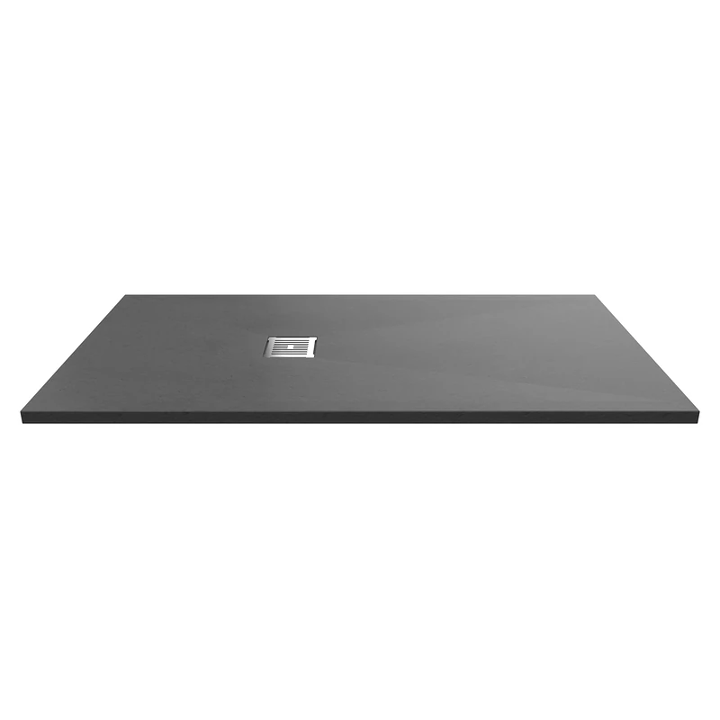 nuie NLT71053 Modern Bathroom Slimline Rectangular Shower Tray - Grill Not Included, 800mm x 1600mm, Slate Grey
