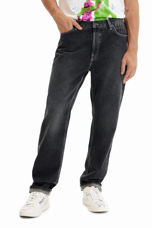 Desigual Men's Straight Jeans, Black, 32