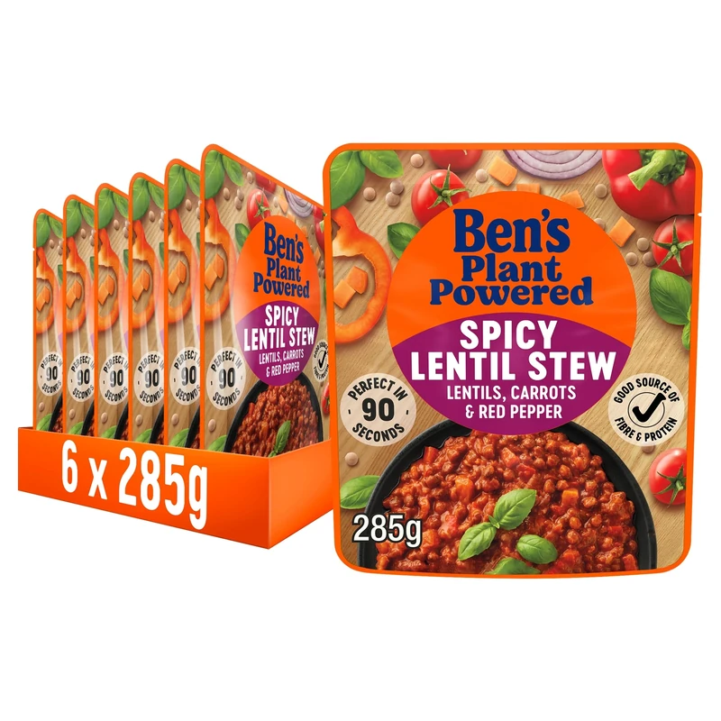 Ben’s Original Plant Powered Spicy Lentil Stew, Bulk Multipack 6 x 285 g pouches