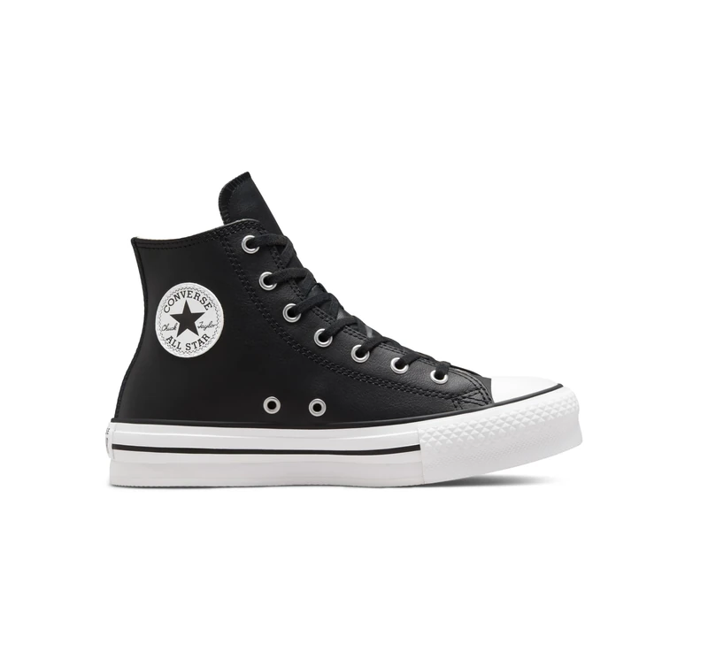 CONVERSE A02485C Chuck Taylor All Star EVA Lift Platform Leather Men Black/Natural Ivory/White UK 5