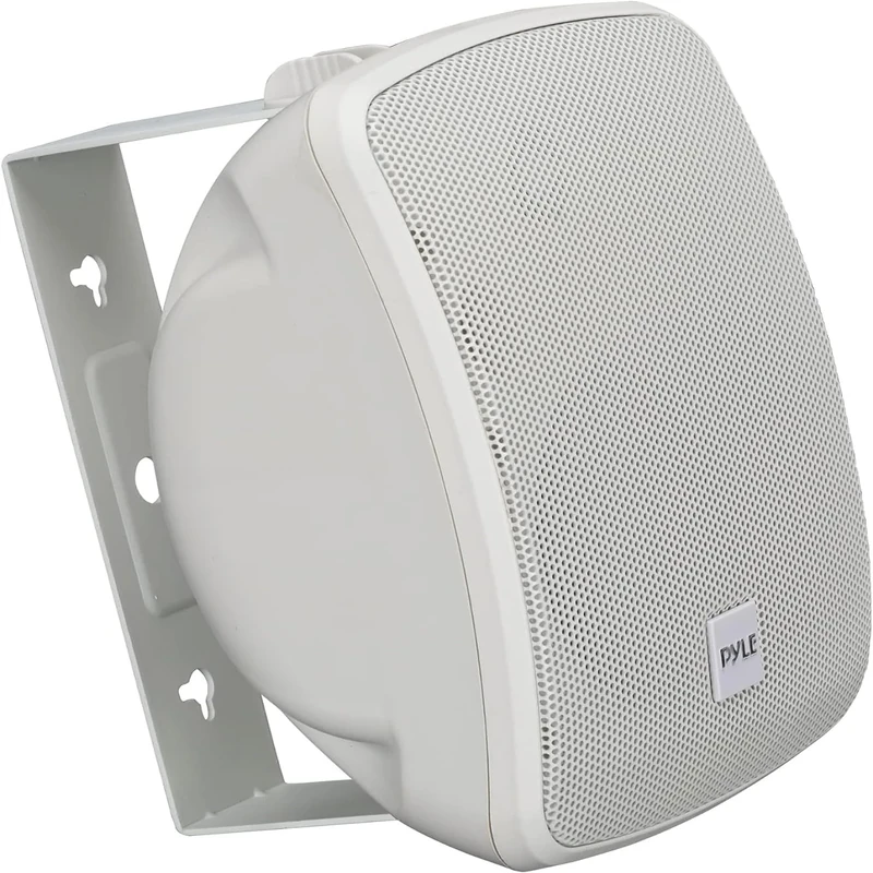 Pyle Wall-Mount Outdoor Patio Speaker - 3.5” 2-Way Weatherproof Wall or Ceiling Mounted Commercial Speakers w/Built-in 70V Transformer, Waterproof Cabinet, Aluminum Grill, for Pool, PA, Indoor(White)