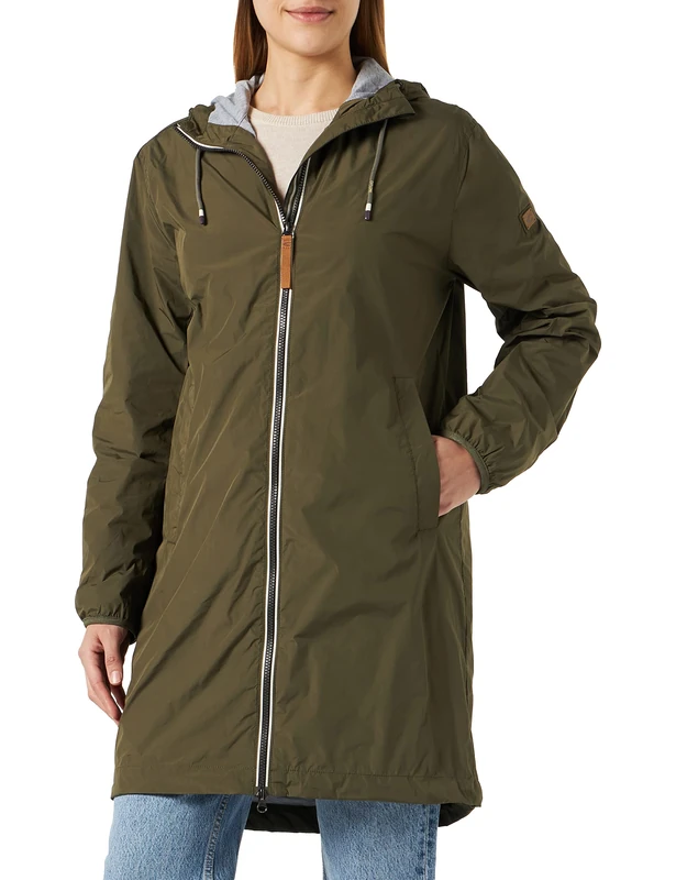 REPLAY Women's Functional Parka Made from Recycled Polyester Coat, Khaki, 16