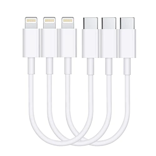 Short USB C to Lightning Cable 3Pack 7Inch [MFi Certified] iPhone Fast Charger Cable Type-C Power Delivery Charging Cord for iPhone 14 13 12 11 XS XR X 8 iPad, White