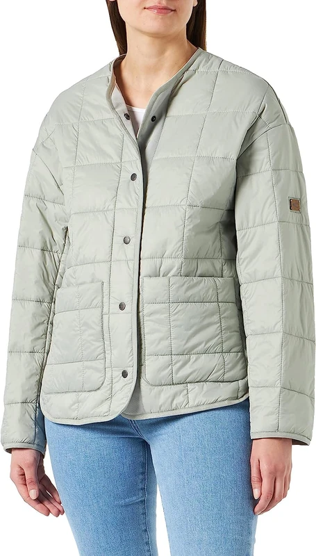camel active Women's Modern Quilted Jacket Made of Recycled Polyester Jacket, Green, XS/S