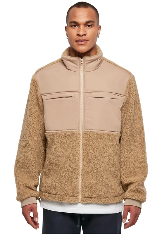 Urban Classics Men's Patched Sherpa Jacket, Union Beige, XXXXL