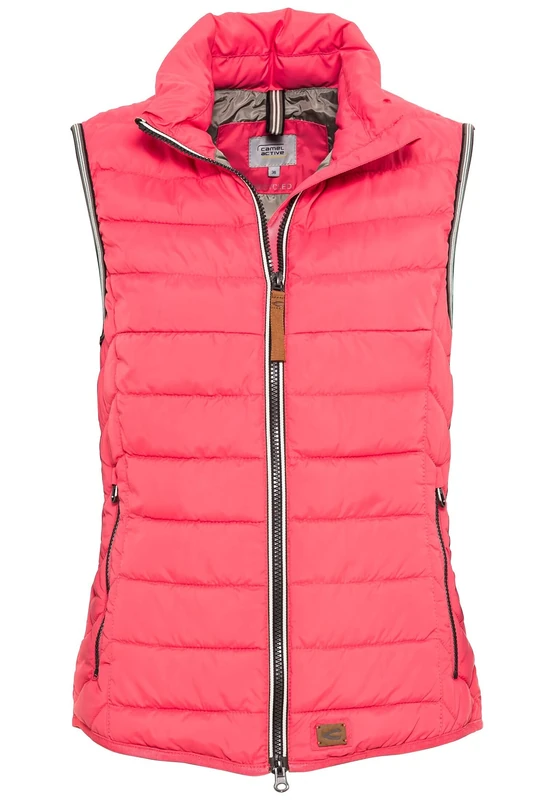 REPLAY Women's Short Lightweight Quilted Vest with Elastic Cuffs, Pink, 12