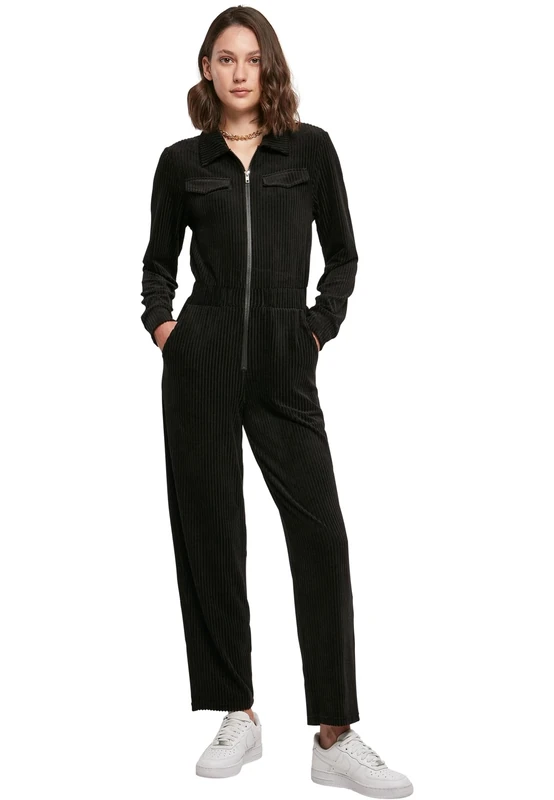 Urban Classics Women's Ladies Velvet Rib Boiler Suit Sweatshirt, Black, XXXXXL