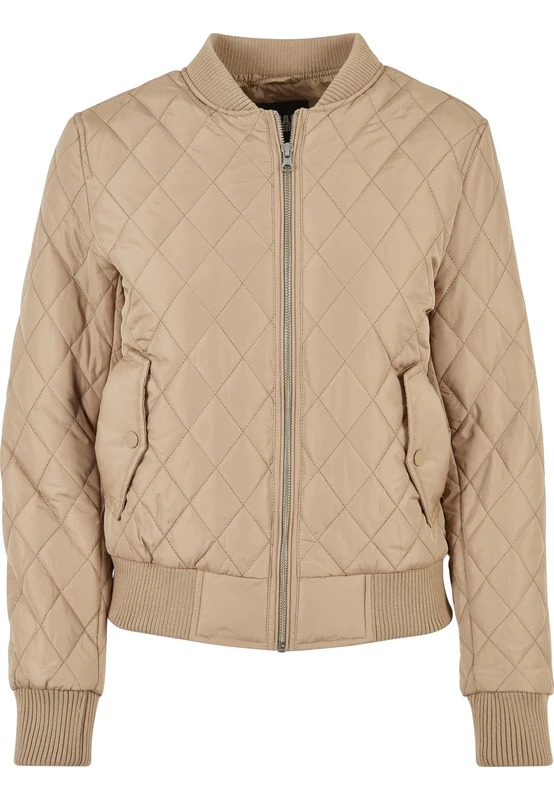 Urban Classics Women's Ladies Diamond Quilt Nylon Jacket, Union Beige, M