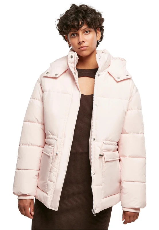 Urban Classics Women's Ladies Waisted Puffer Jacket, Pink, M