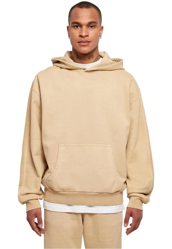 Urban Classics Men's Heavy Terry Garment Dye Hoody Sweatshirt, Union Beige, S