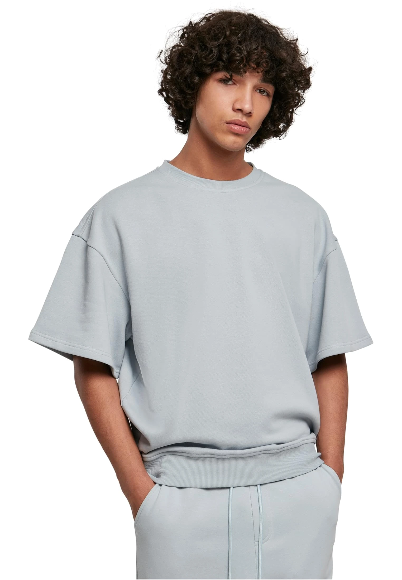 Urban Classics Men's Oversized Short-Sleeve Crew Neck Sweatshirt, Summer Blue, S