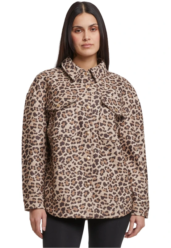 Urban Classics Women's Ladies AOP Overshirt Shirt, Leo, XL - Image 1