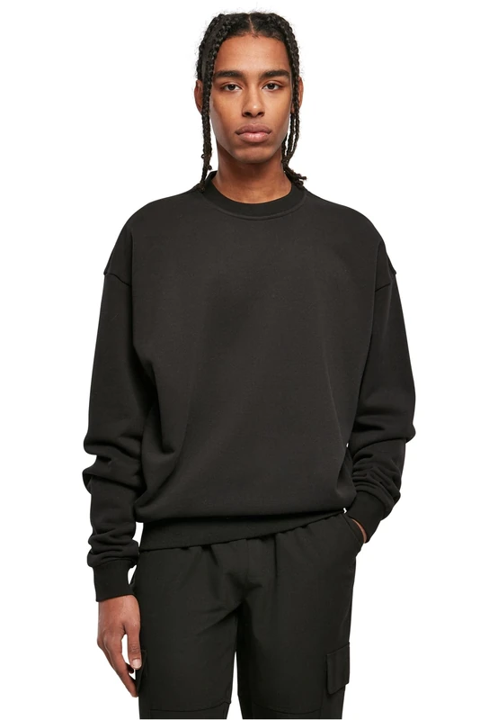 Urban Classics Mens Ultra Heavy Crew Cotton Crew Neck Sweatshirt Available in 4 Sizes XS to 5XL, black, L