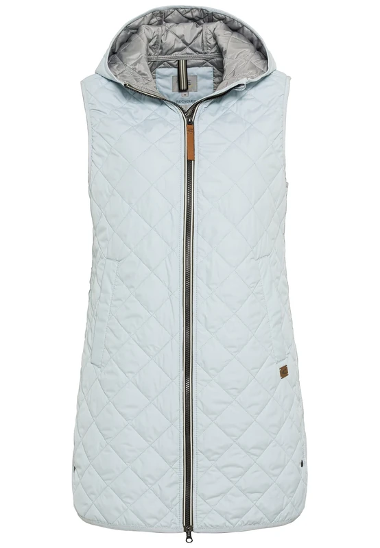 REPLAY Women's Long Quilted Vest with Hood Made from Recycled Polyester, lightblue, 22