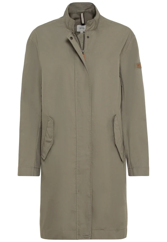 REPLAY Women's Water-Repellent Coat with Stand-up Collar, Khaki, 38