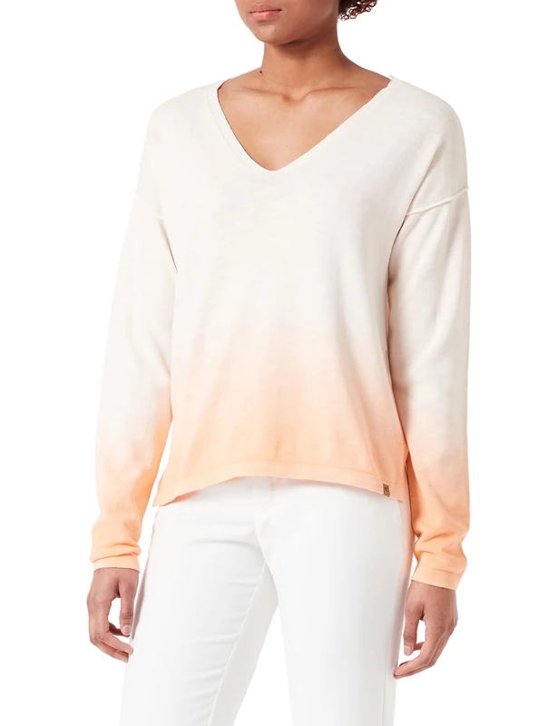 camel active Women's 309547/1k37 Sweater, White-Orange, XS