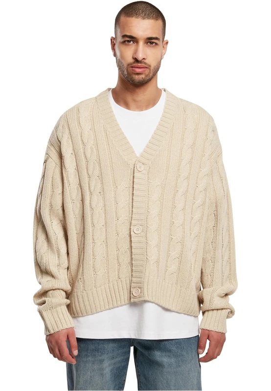 Urban Classics Men's Boxy Cardigan Sweatshirts, softseagrass, XXL