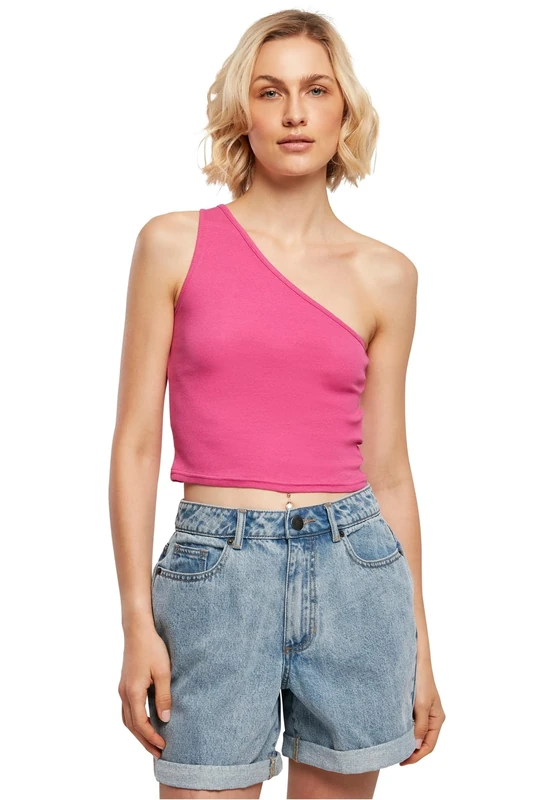 Urban Classics Women's Ladies Cropped Asymmetric TopSports Tank Top, Brightviolet, XS