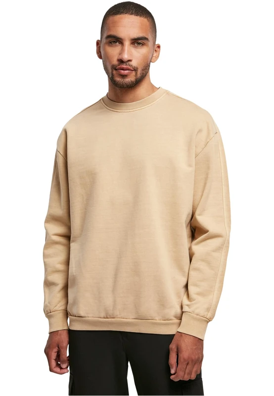 Urban Classics Men's Heavy Terry Garment Dye Crew Sweatshirt, Union Beige, M