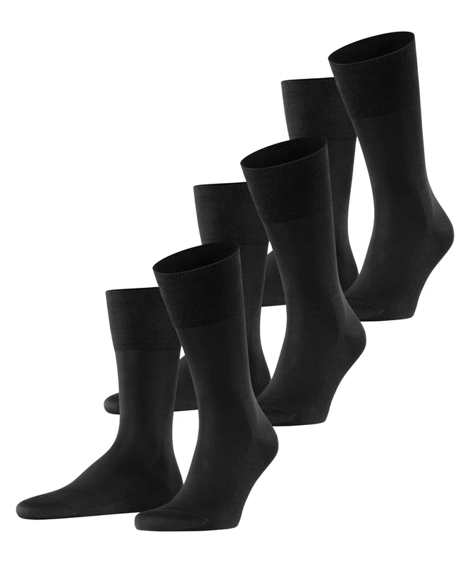 FALKE Men's Tiago Multipack M So Fil D'Écosse Cotton Plain 3 Pairs Socks, Black 3000, 5.5-6.5