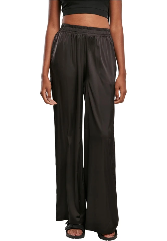Urban Classics Women's Satin Wide Leg Trousers, Black, XXXXXL