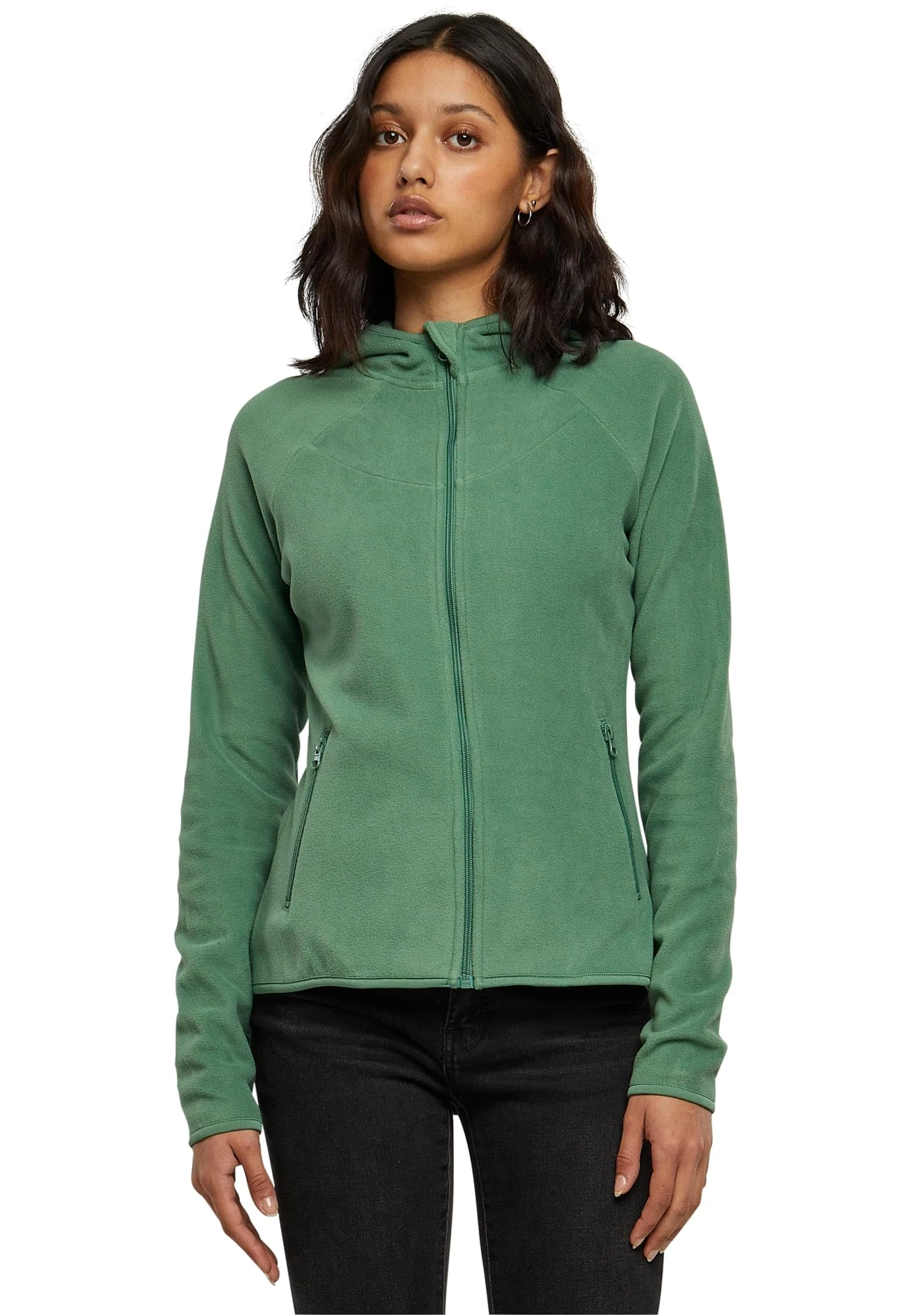 Urban Classics Women's Ladies Polar Fleece Zip Hoody Sweatshirt, Salvia, S