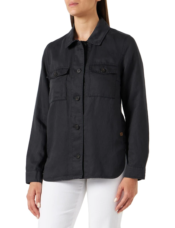 REPLAY Women's Overshirt Made from Linen Material Mix Jacket, Black, 16 - Image 1
