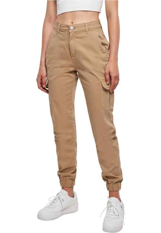 Urban Classics Women's high Waist Cargo Trousers, Union Beige, 8