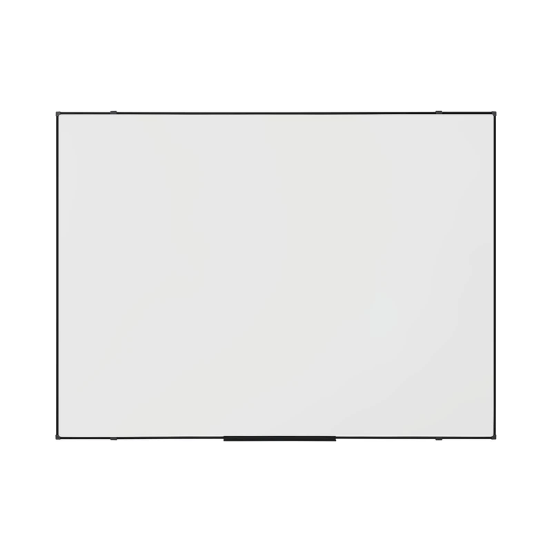 BoardsPlus Economy Magnetic Whiteboard, 120 x 90 cm, Dry Wipe Lacquered Steel Surface, Black Tech Alloy Frame, White