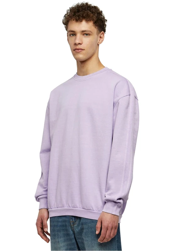 Urban Classics Men's Heavy Terry Garment Dye Crew Sweatshirt, Purple, S, fliederfarben, S