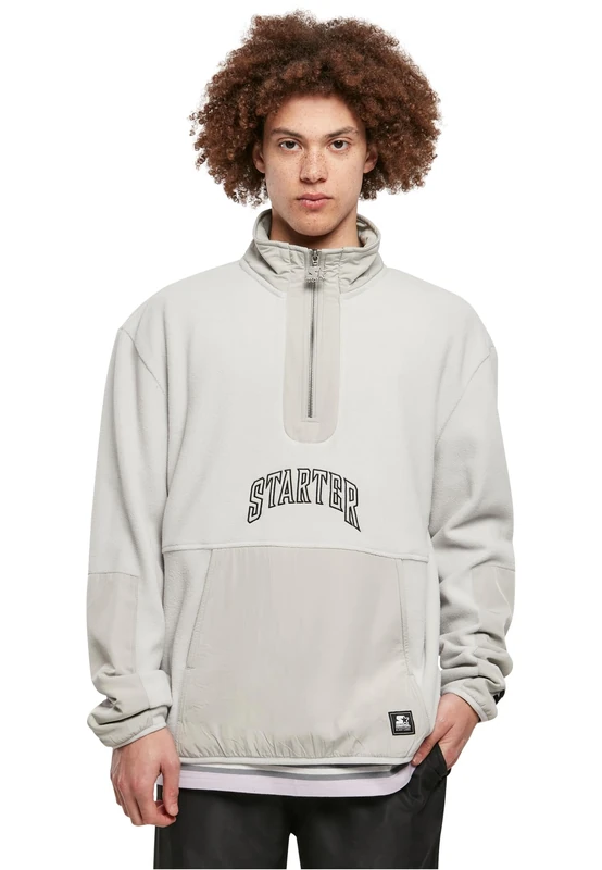 Starter Black Label Men's Starter Thunder Polar Fleece Half Zip Sweatshirt, Light Asphalt, M