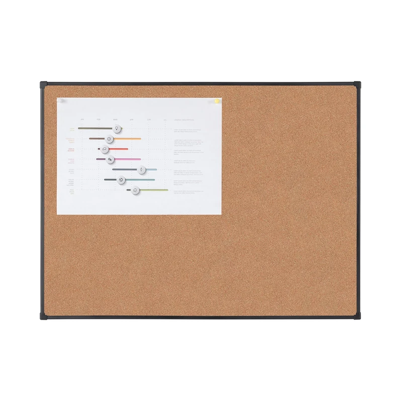 BoardsPlus Economy Cork Board, 120 x 90 cm, Black Tech Alloy Frame