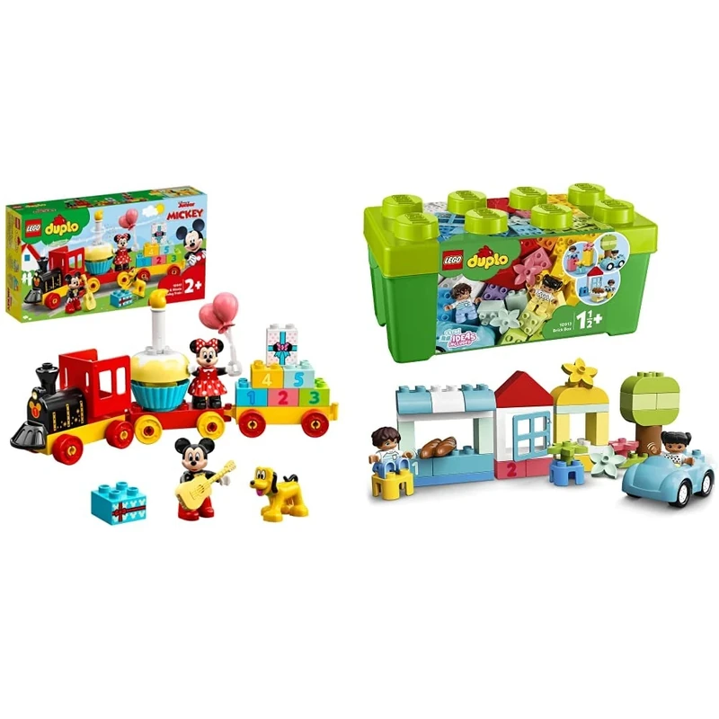 LEGO 10941 DUPLO Disney Mickey & Minnie Birthday Buildable Train Toy for Toddlers, 2 Year Old Girls & Boys Gifts & 10913 DUPLO Classic Brick Box Building Set, Boys & Girls 1 .5 Years Old