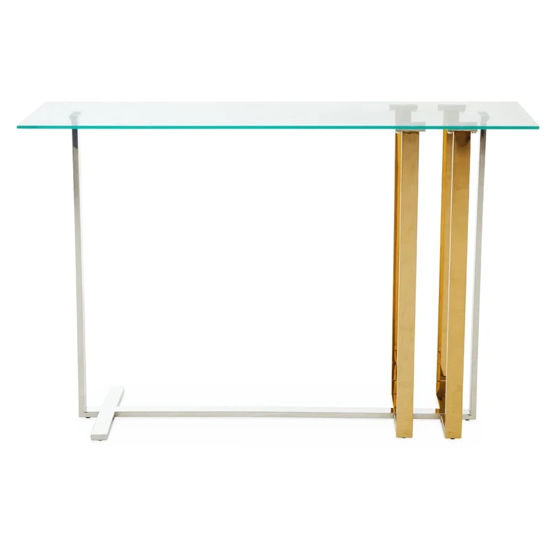 Premier Housewares Console Table/Hallway Console Table/Mounted Console Table/Luxurious Style Table/Stainless Steel Table/Intersecting Lines Table Dimensions W120 x D40 x H78cm.