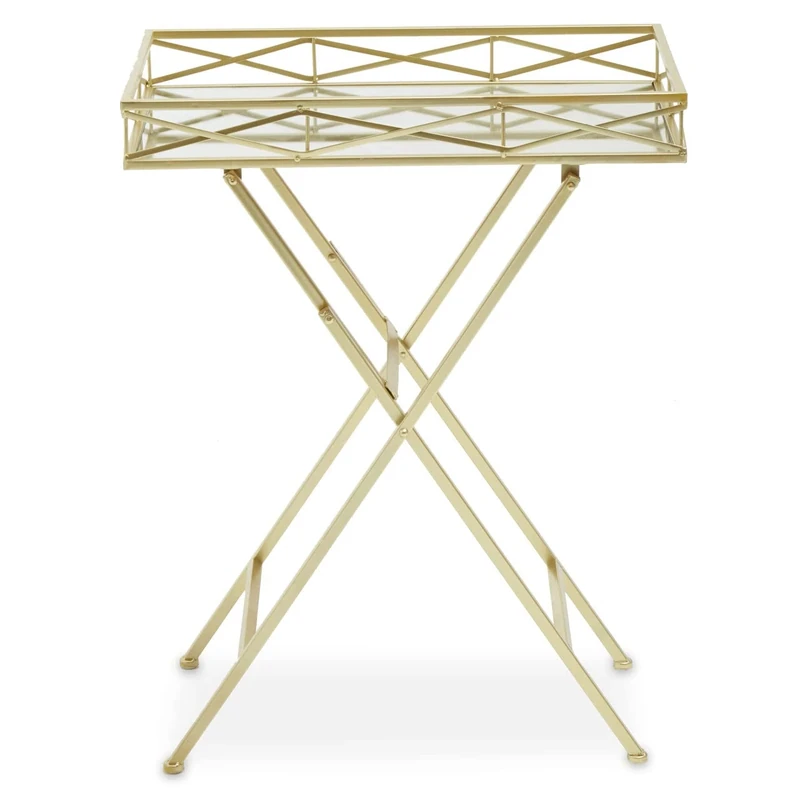Premier Housewares Rectangle Gold Tray Table Small Coffee Table Handcrafted Coffee Tables 56 x 36 x 71