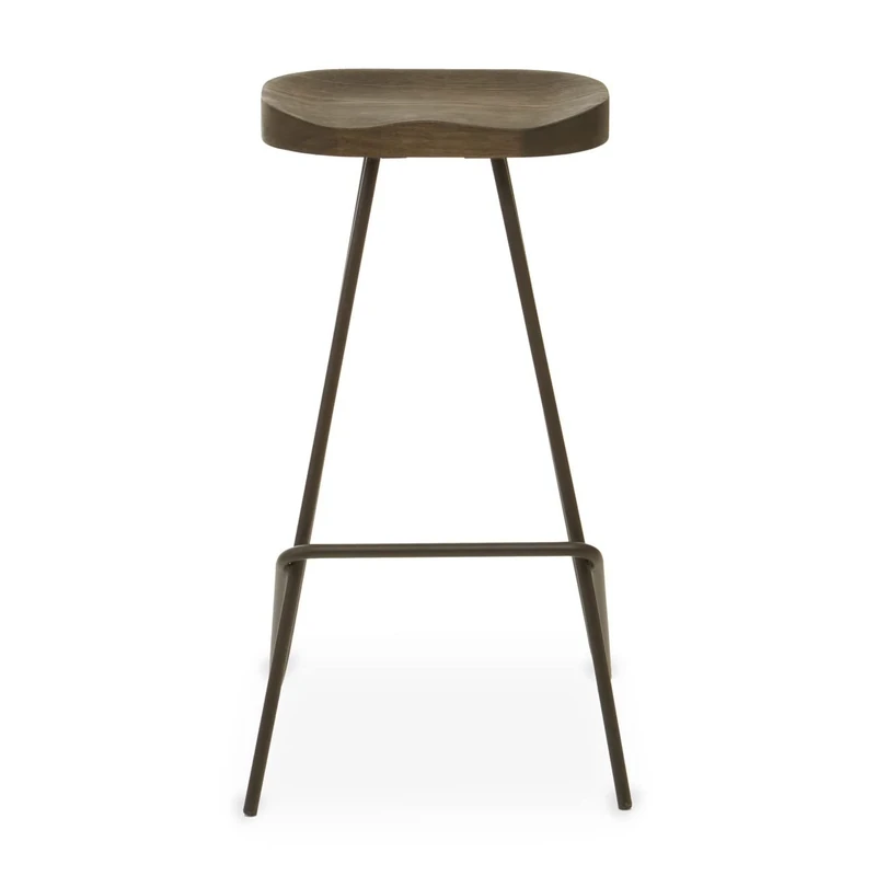 Premier Housewares Bar Stool, Industrial Design Stool, Sleek and Sturdy, Elm Wood Seat, Modern Retro Style, Bar Stool Dimensions W44 x D47 x H78cm.