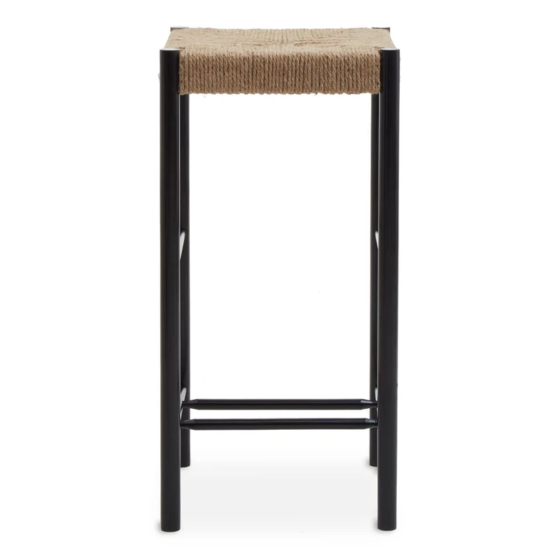 Premier Housewares Bar Stool, Beechwood, Hemp Rope, Wood, Diagonal Cross Weaving, Wooden Base Bar Stools, Rustic Charm, Versatile Stool Dimensions W35 x D35 x H72cm.