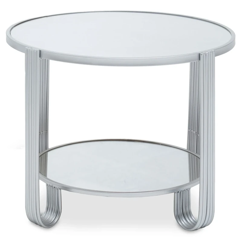 Premier Housewares Round Mirrored Top Silver Frame Table/Coffee Table/Furniture/Garden Coffee Table/Small Coffee Table/Outdoor Tables Dimensions W60 x D60 x H42cm.