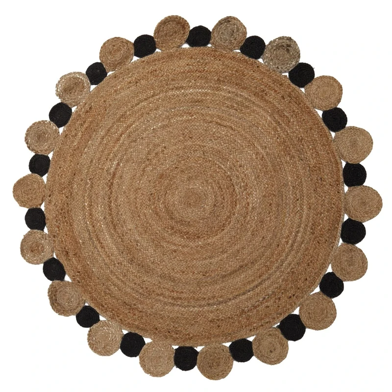 Premier Housewares Round Jute Rug For Living Room/Hand Crafted Jute Rug For Terrace/Eco Friendly Rugs For Bedrooms W152 x D152 x H1cm Weight 4.4kg.
