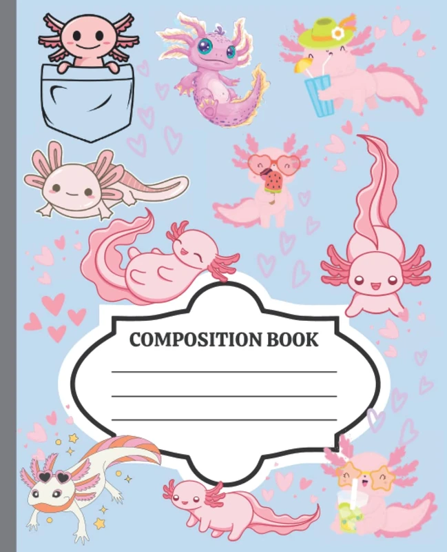 Axolotl Love Kawaii Composition Notebook - Kawaii Lined Journal for Kids and Teens, Kawaii Notebook to lift your spirits, Aesthetic Notebook for school, Cute Composition Notebook