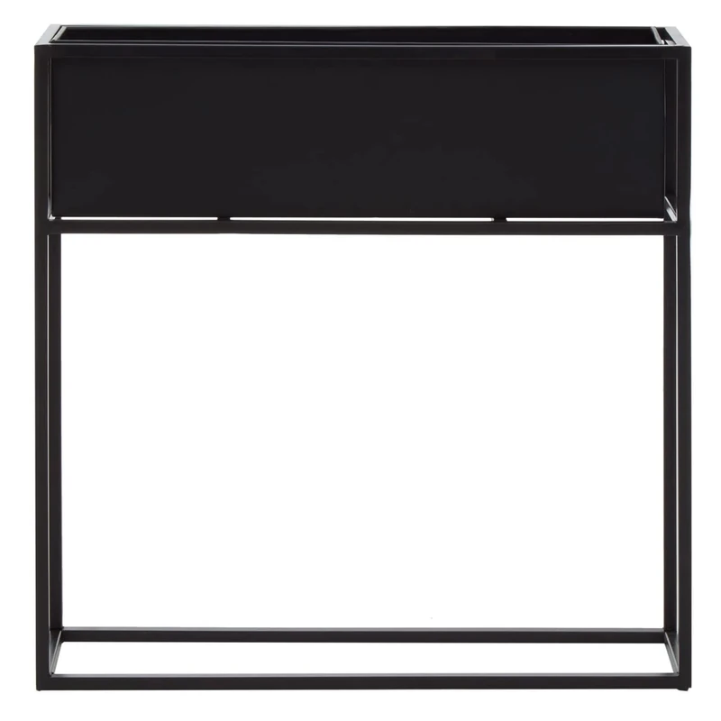 Premier Housewares Floor Standing Plant Box/Robust Iron Rectangular Box Planter/Subtly Industrial/Minimal/Black Finish Tall Planter/Pots For Plants/Dimensions are W61 x D18 x H61cm