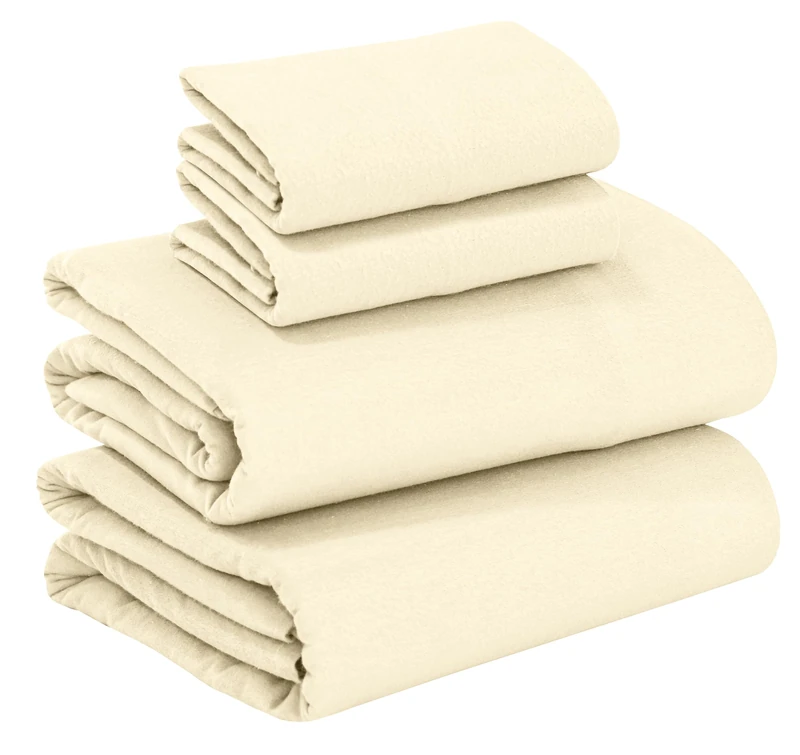 RUVANTI 100% Cotton Flannel Sheets King Size - 4 Piece Warm, Soft & Breathable, Deep Pocket, Double Brushed Cozy All Season Bedding Set, Cream