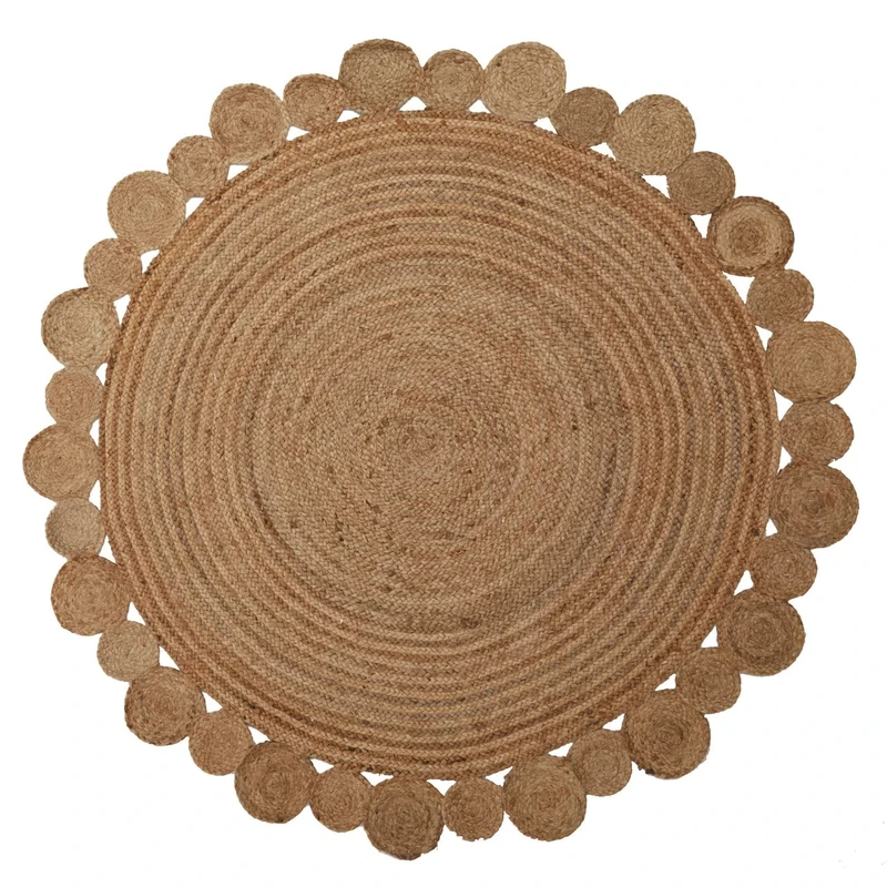 Premier Housewares Round Jute Rug For Living Room/Hand Crafted Jute Rug For Terrace/Eco Friendly Rugs For Bedrooms W152 x D152 x H1cm Weight 4.2kg.