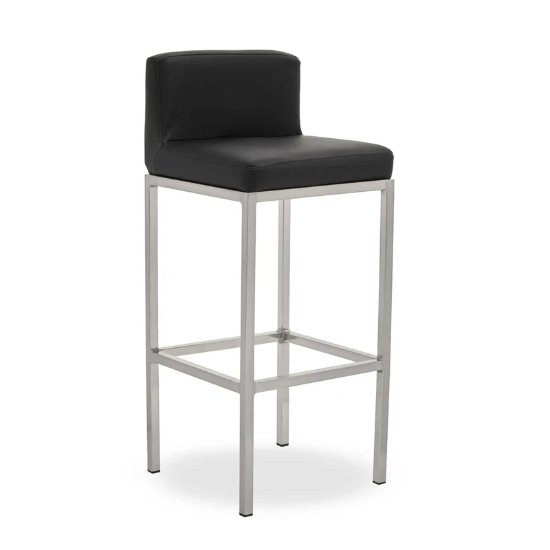 Premier Housewares Black Pu and Chrome Finish Bar Chair/Black Leather Bar Stool for Home Bar/Stylish and Elegant Counter Height Bar Stools W35 x D35 x H84cm.