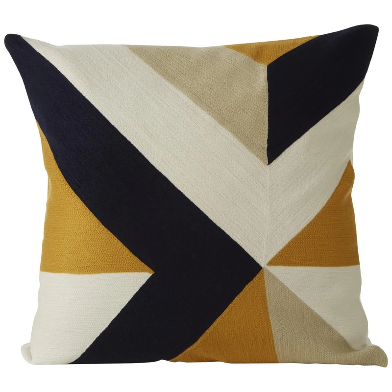 Premier Housewares Geometric Abstract Pattern Cushion, Unique Textile, Sofa Cushions, Embroidered Pattern, Contemporary Accent Piece, Vibrant Colors, W45 x D45 x H3cm - Image 1