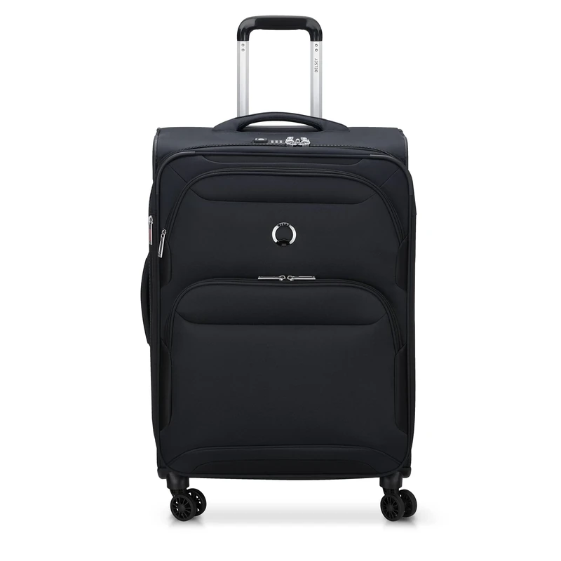 DELSEY PARIS Sky Max 2.0 Softside Expandable Luggage with Spinner Wheels, Black, Checked-Large, 28 Inch, Sky Max 2.0 Softside Expandable Luggage with Spinner Wheels