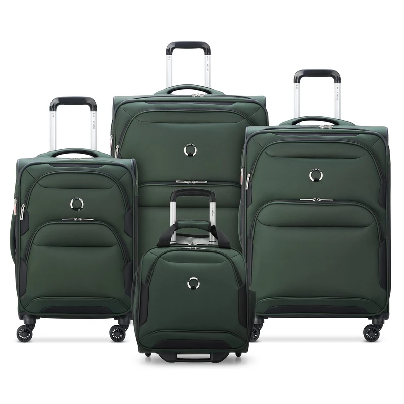 DELSEY PARIS Sky Max 2.0 Softside Expandable Luggage with Spinner Wheels, Green, Checked-Medium, 24 Inch, Sky Max 2.0 Softside Expandable Luggage with Spinner Wheels